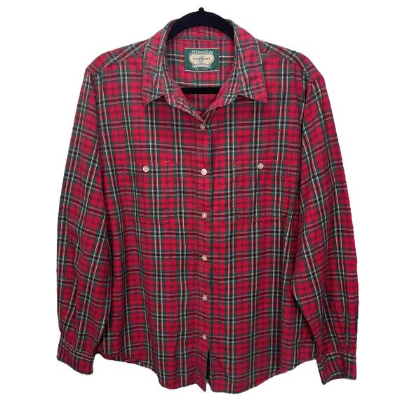 ST. JOHN'S BAY Women's EASY SHIRT Button Front RED PLAID Size XL - Picture 1 of 3